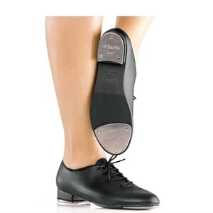 So Danca Little Girls' Black Vegan Leather Oxford Beginner Tap Dance Shoes, Sz 2